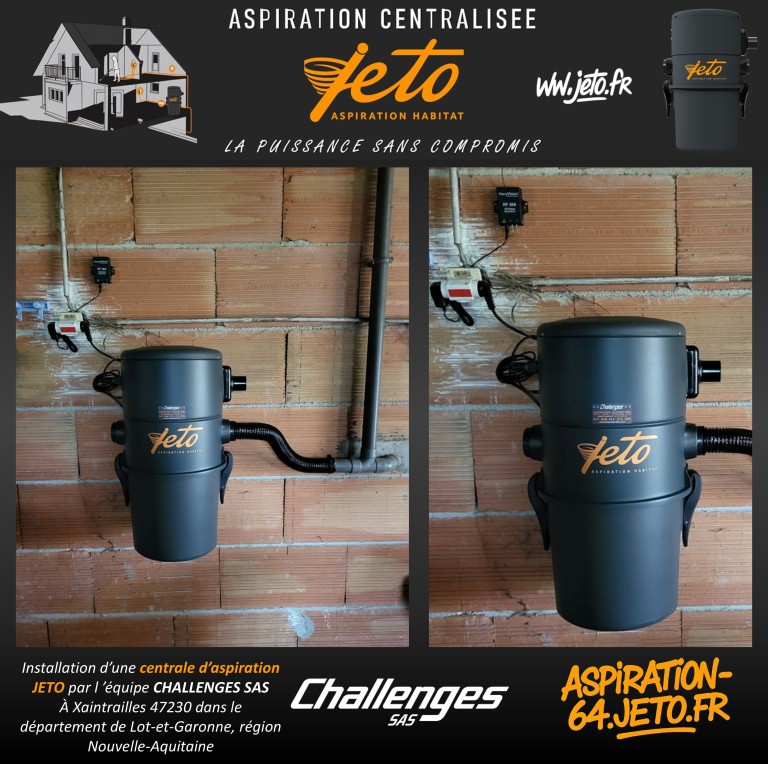 Nouvelle installation d’une centrale d’aspiration JETO sur réseau existant à Xaintrailles en Nouvelle-Aquitaine